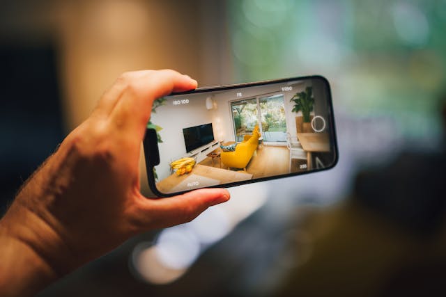 Mobile phone taking photos